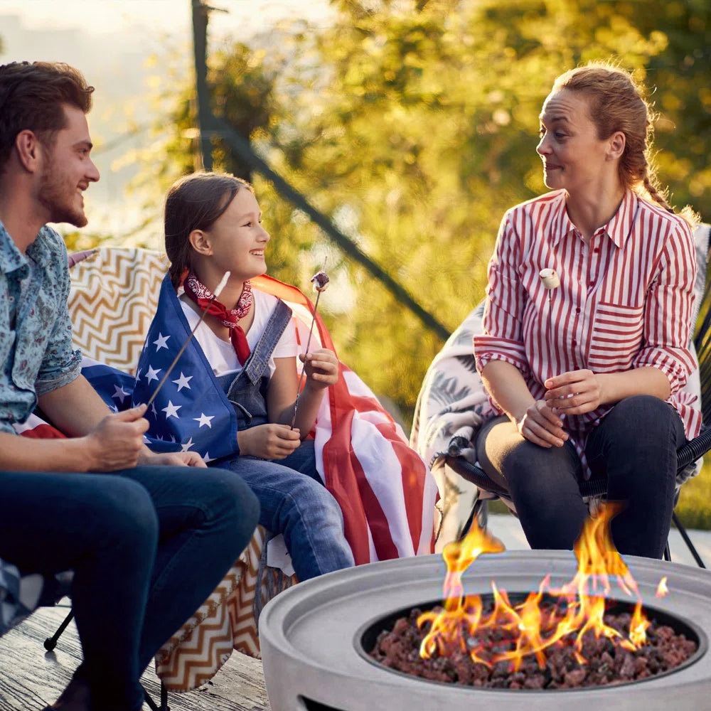 Four Seasons Courtyard Round Outdoor Column Portable Gas Fire Pit